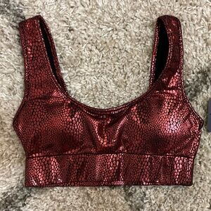 NWT Electric Yoga Metallic Red Sports Bra